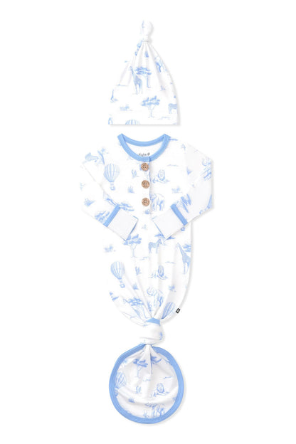 Knotted Day Gown with Hat Set in Toile Safari | Kyte Baby