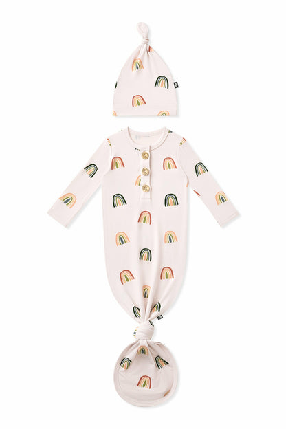 Knotted Day Gown with Hat Set in Retro Rainbow | Kyte Baby