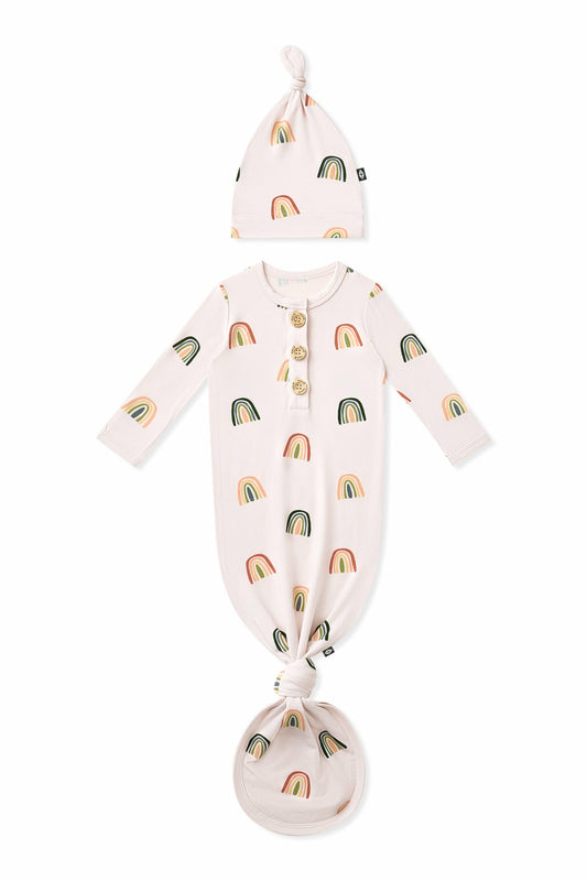 Knotted Day Gown with Hat Set in Retro Rainbow | Kyte Baby