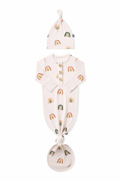 Knotted Day Gown with Hat Set in Retro Rainbow | Kyte Baby