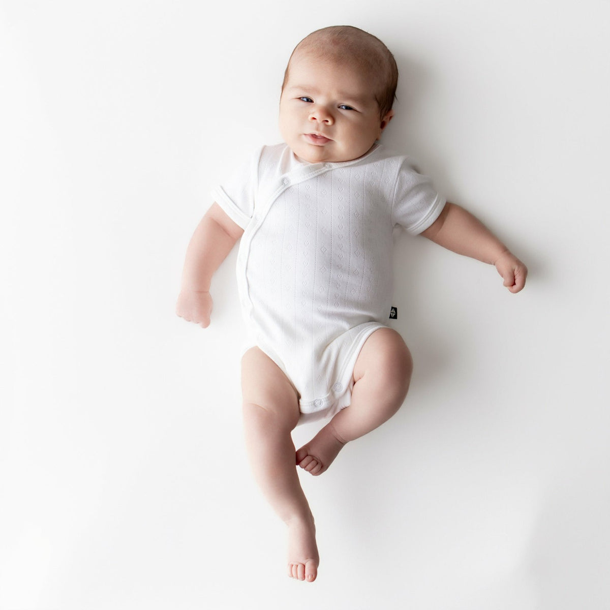 Pointelle Kimono Bodysuit in Cloud | Kyte Baby