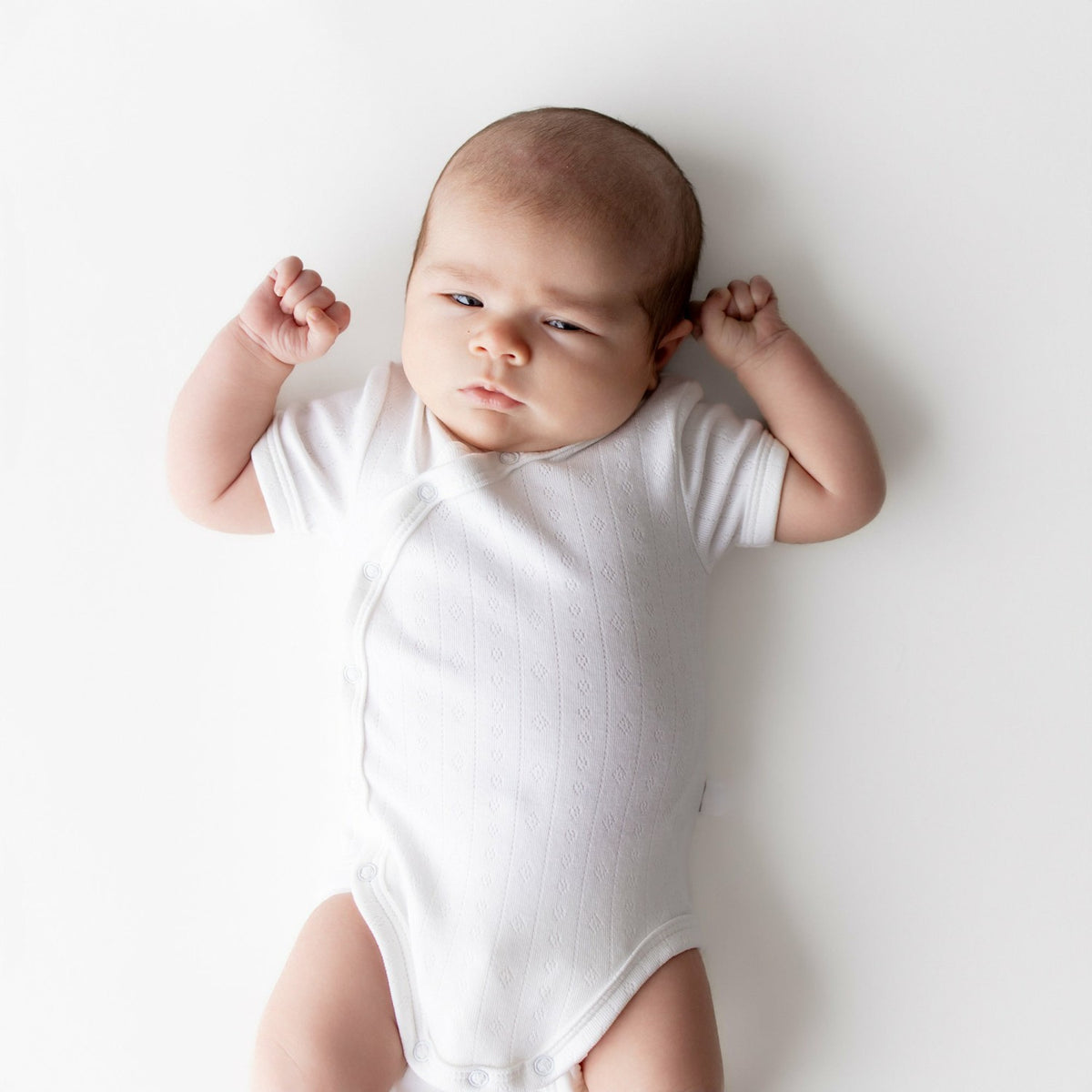 Pointelle Kimono Bodysuit in Cloud | Kyte Baby