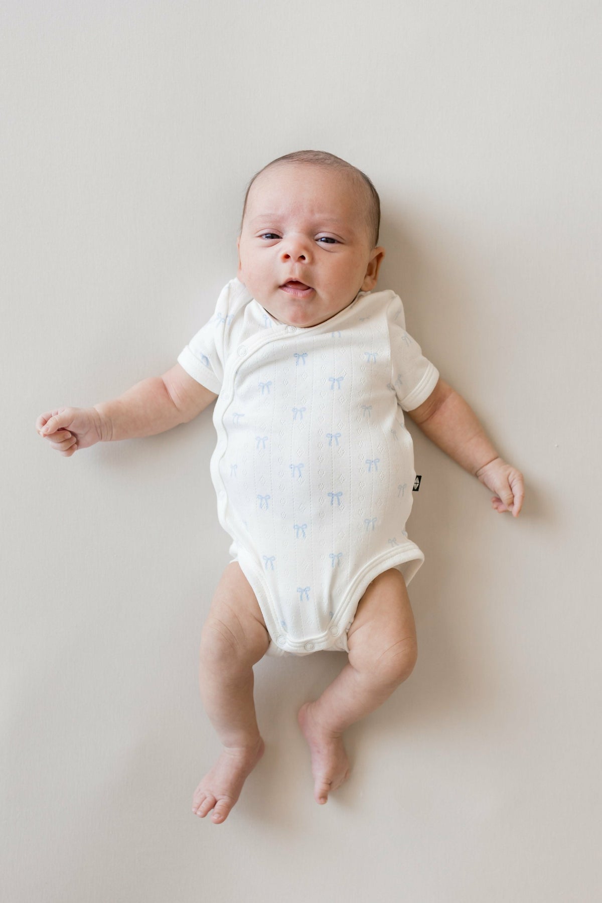 Pointelle Kimono Bodysuit in Sweet Blue Bow | Kyte Baby