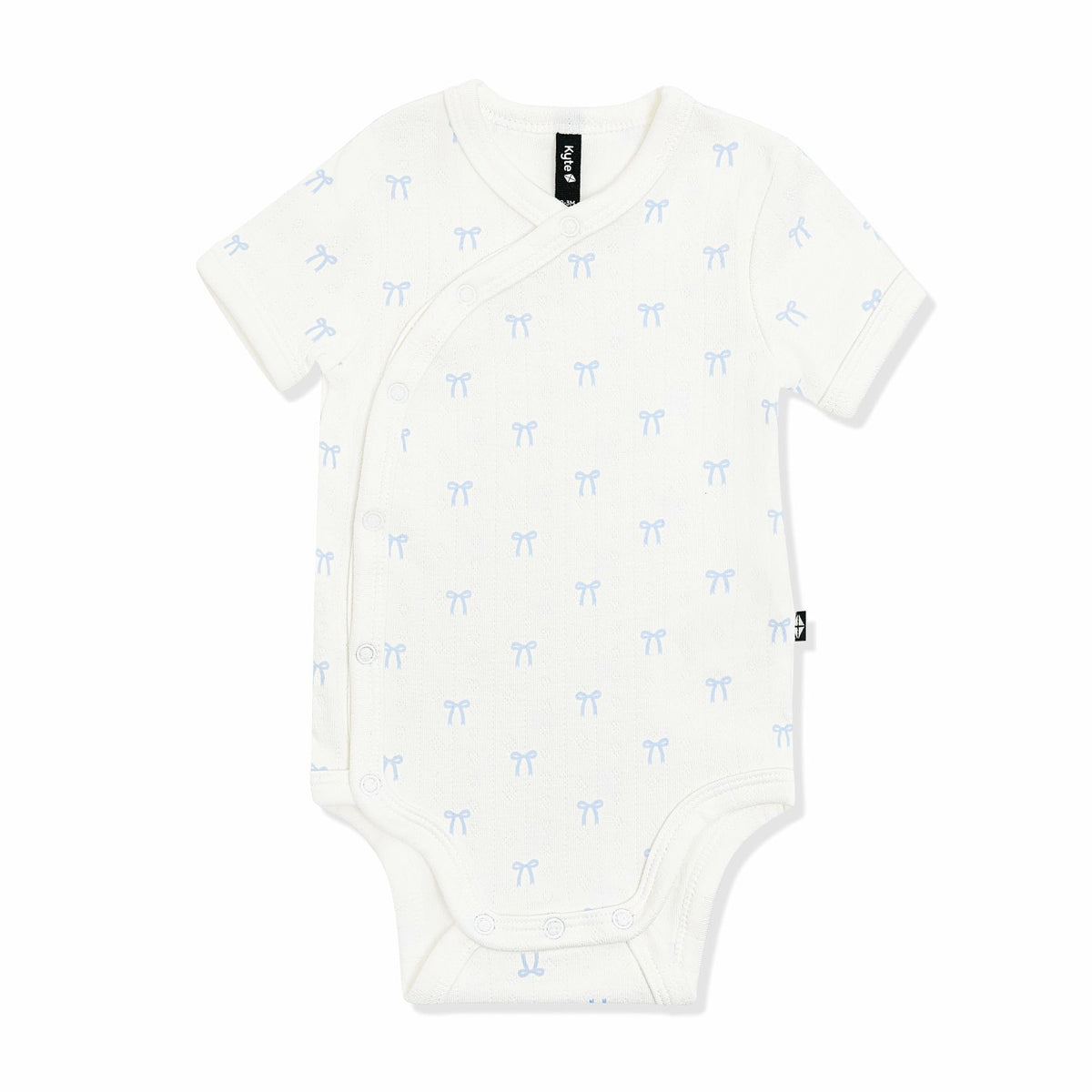 Pointelle Kimono Bodysuit in Sweet Blue Bow | Kyte Baby