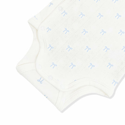 Pointelle Kimono Bodysuit in Sweet Blue Bow | Kyte Baby