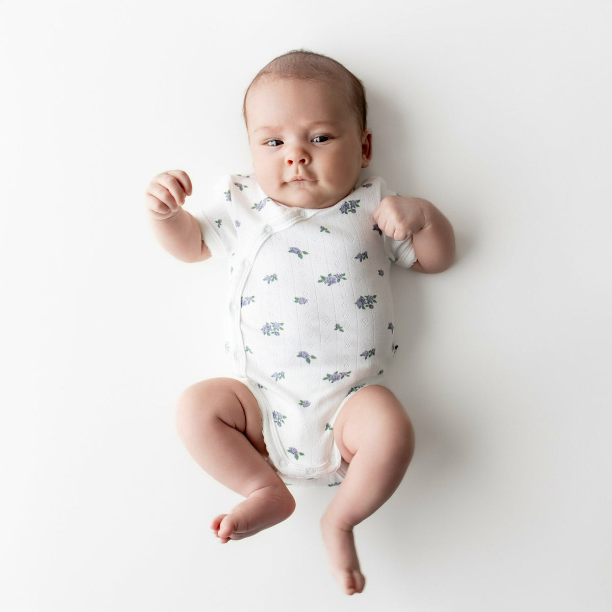 Pointelle Kimono Bodysuit in Spray Rose | Kyte Baby