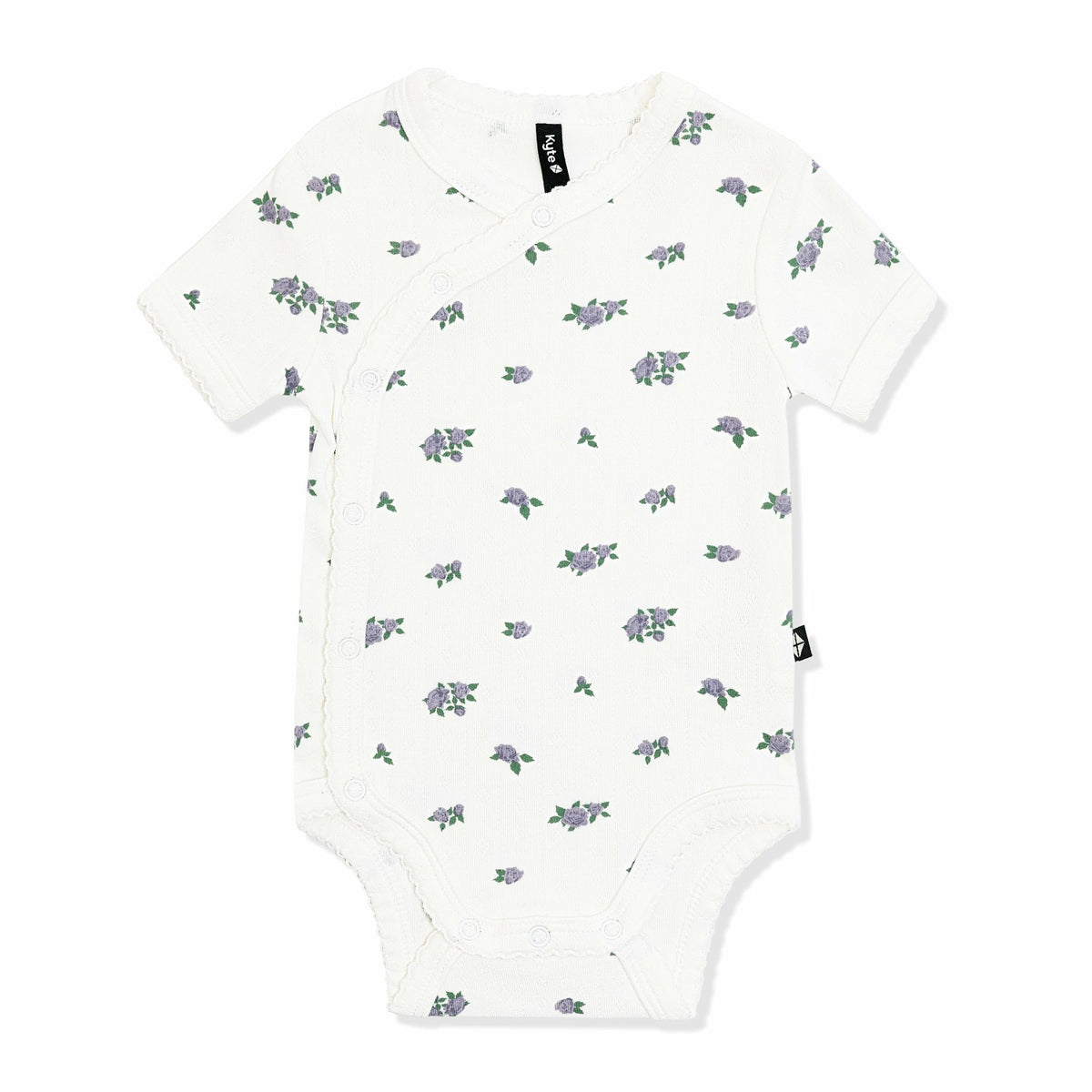 Pointelle Kimono Bodysuit in Spray Rose | Kyte Baby
