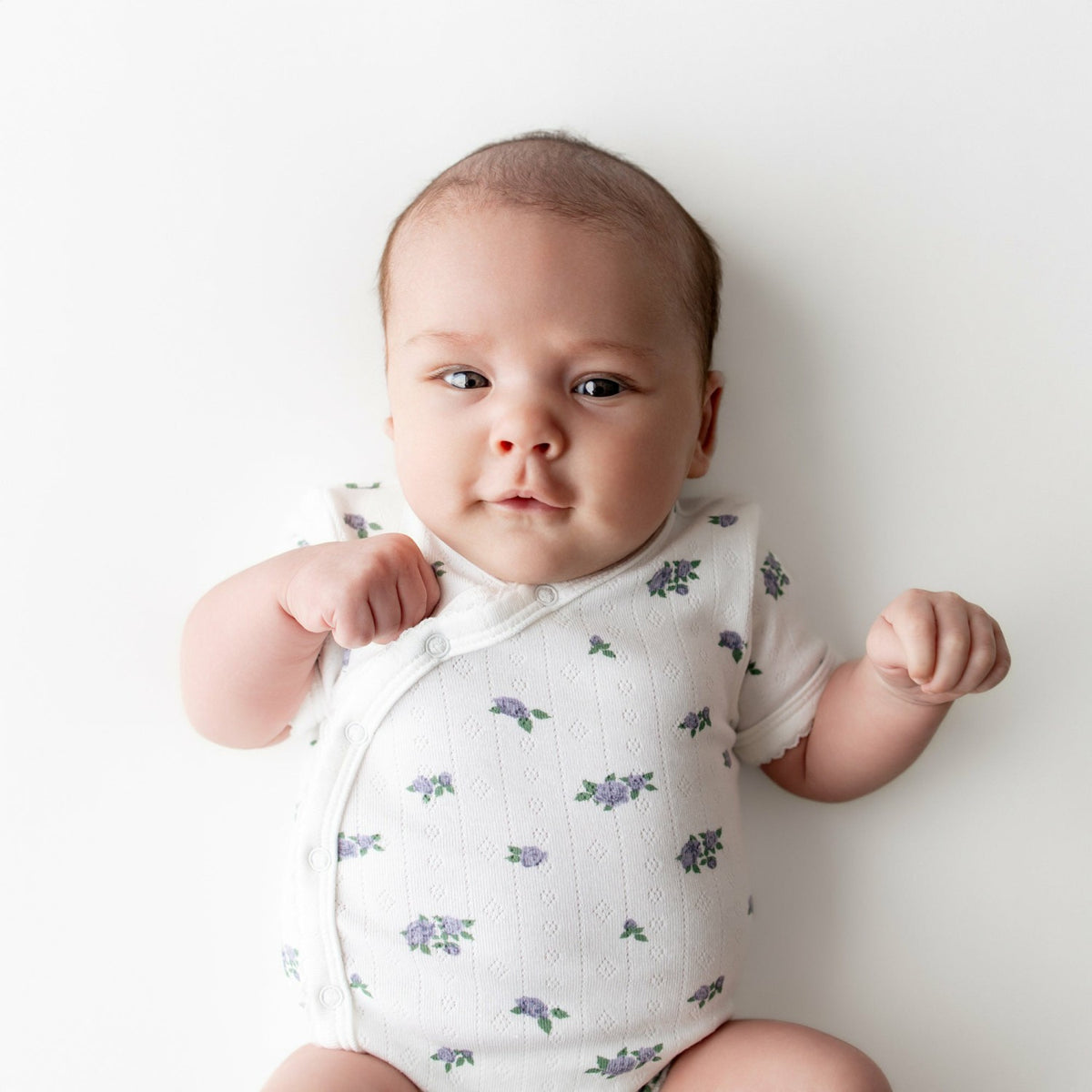 Pointelle Kimono Bodysuit in Spray Rose | Kyte Baby
