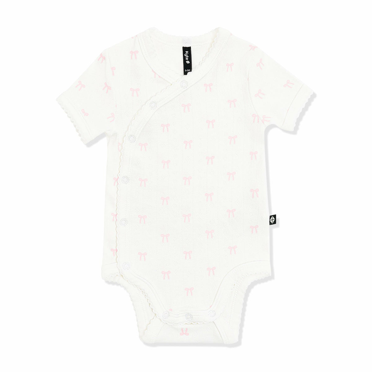Pointelle Kimono Bodysuit in Sweet Pink Bow | Kyte Baby