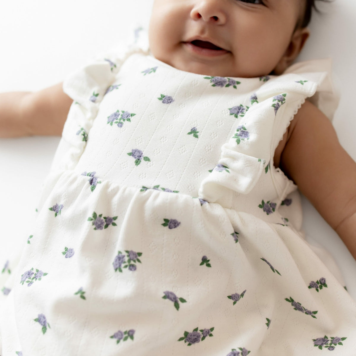 Pointelle Bodysuit Dress in Spray Rose | Kyte Baby