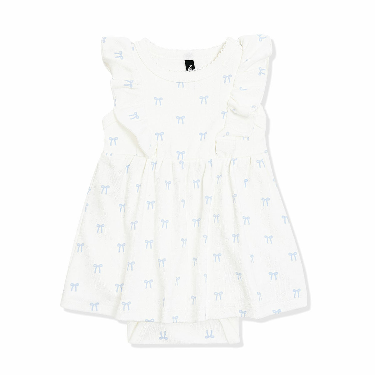 Pointelle Bodysuit Dress in Sweet Blue Bow | Kyte Baby