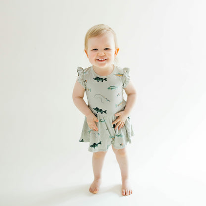 Twirl Bodysuit Dress in Fishing | Kyte Baby