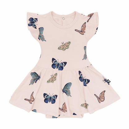 Twirl Bodysuit Dress in Blush Butterfly | Kyte Baby