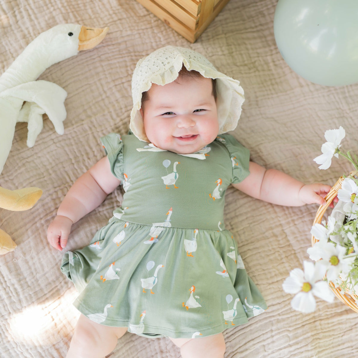 Twirl Bodysuit Dress in Silly Goose | Kyte Baby