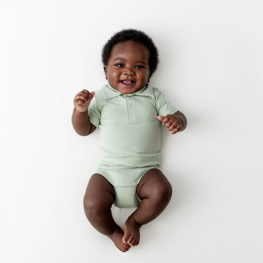 Polo Bodysuit in Basil | Kyte Baby