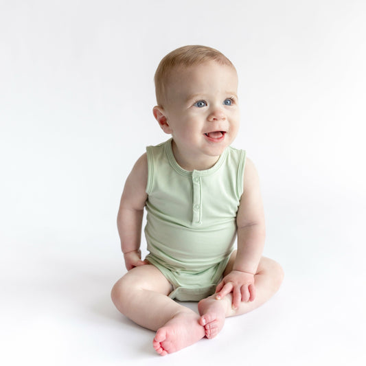 Sleeveless Bodysuit in Basil | Kyte Baby
