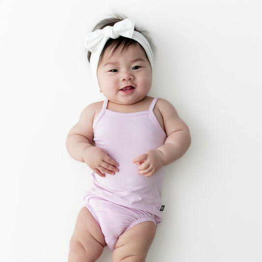 Spaghetti Strap Leotard in Thistle | Kyte Baby