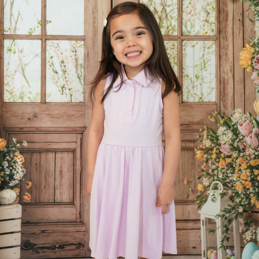 Polo Bodysuit Dress in Thistle | Kyte Baby