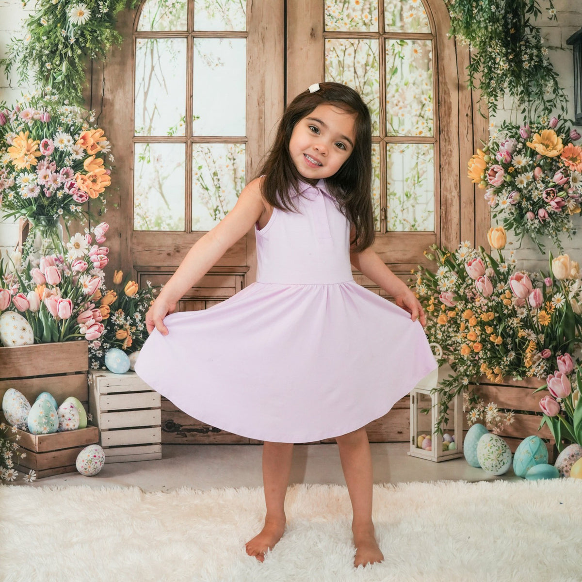 Polo Bodysuit Dress in Thistle | Kyte Baby