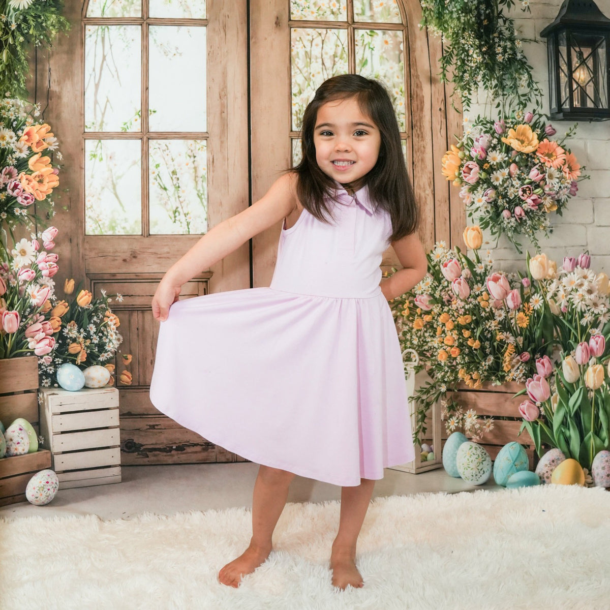 Polo Bodysuit Dress in Thistle | Kyte Baby