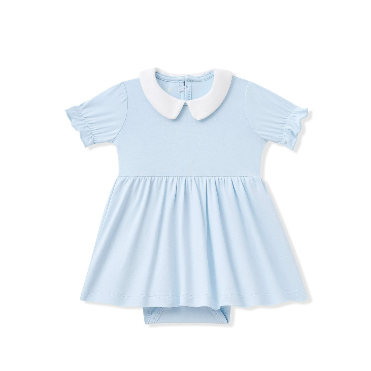 Peter Pan Collar Bodysuit Dress in Breeze | Kyte Baby