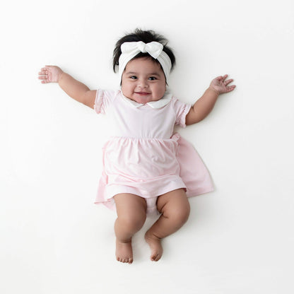 Peter Pan Collar Bodysuit Dress in Sakura | Kyte Baby