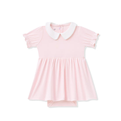 Peter Pan Collar Bodysuit Dress in Sakura | Kyte Baby