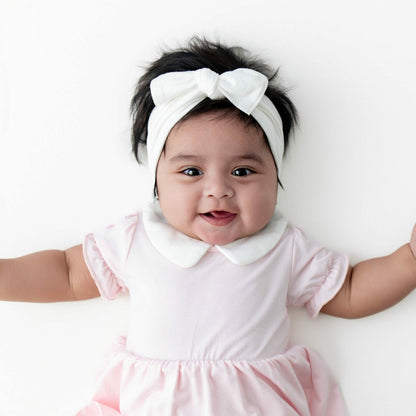 Peter Pan Collar Bodysuit Dress in Sakura | Kyte Baby