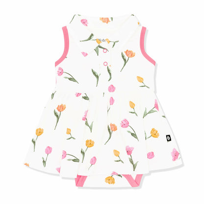 Polo Bodysuit Dress in Tulip | Kyte Baby