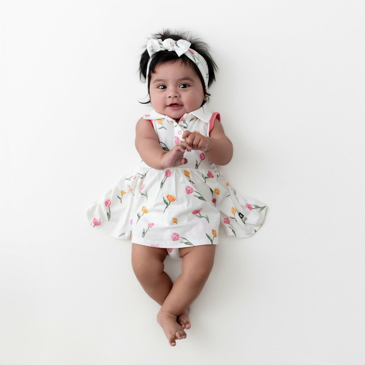 Polo Bodysuit Dress in Tulip | Kyte Baby