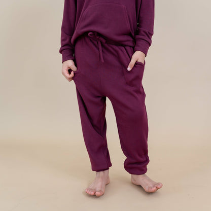 Ribbed Jogger Pant in Burgundy | Kyte Baby