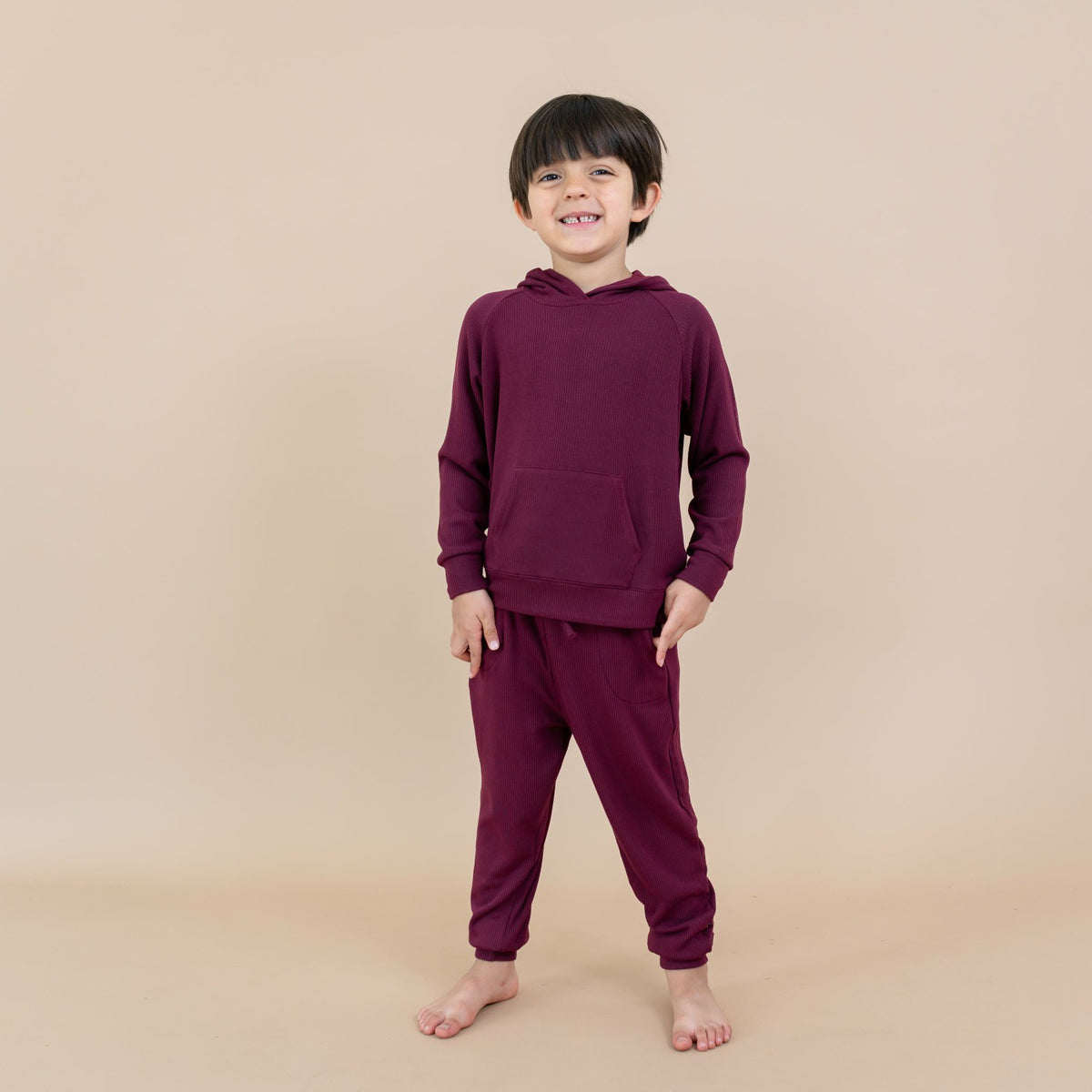Ribbed Jogger Pant in Burgundy | Kyte Baby