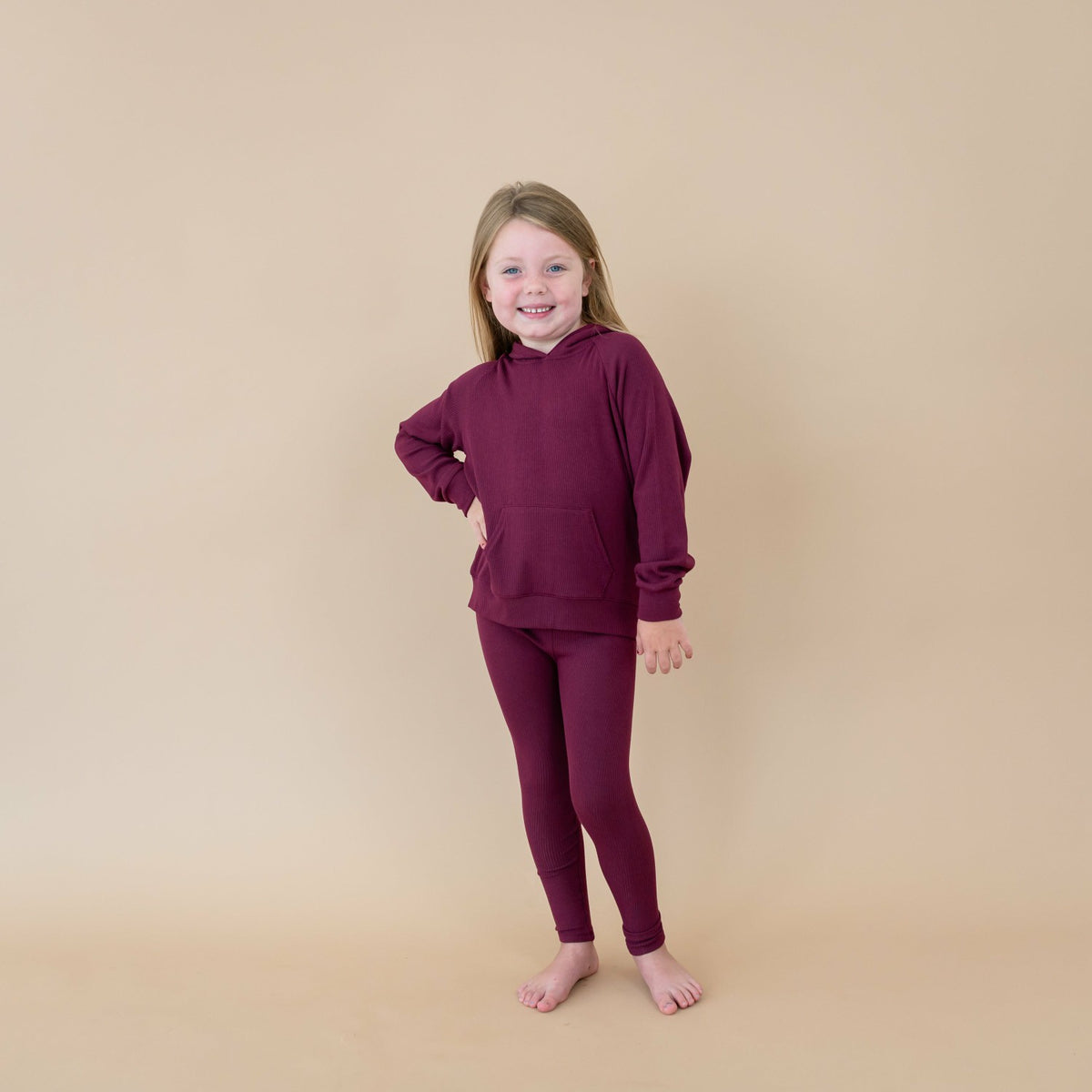Ribbed Leggings in Burgundy | Kyte Baby