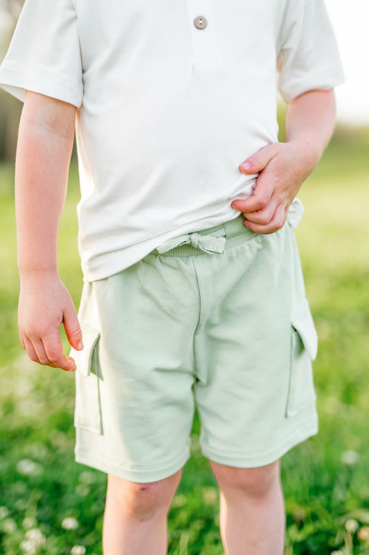 Cargo Short in Basil | Kyte Baby