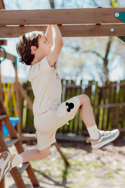 Cargo Short in Mickey Mouse on Ecru | Kyte Baby