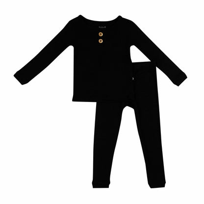 Ribbed Henley Set in Midnight | Kyte Baby