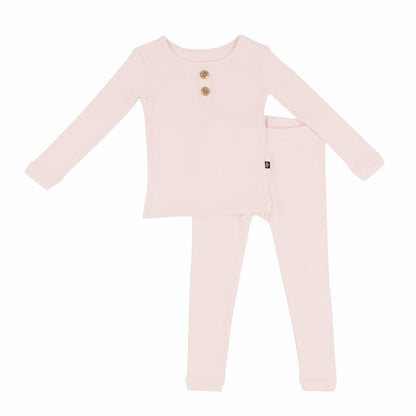 Ribbed Henley Set in Blush | Kyte Baby