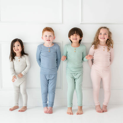 Ribbed Henley Set in Blush | Kyte Baby