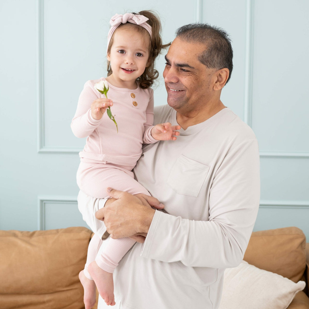 Ribbed Henley Set in Blush | Kyte Baby