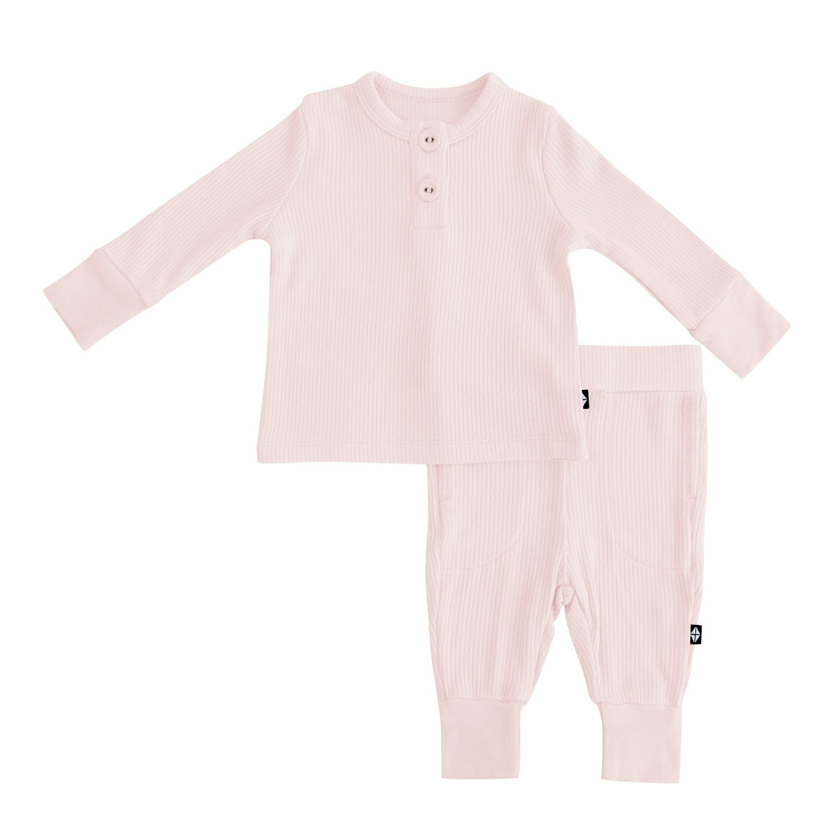Ribbed Infant Henley Set in Blush | Kyte Baby