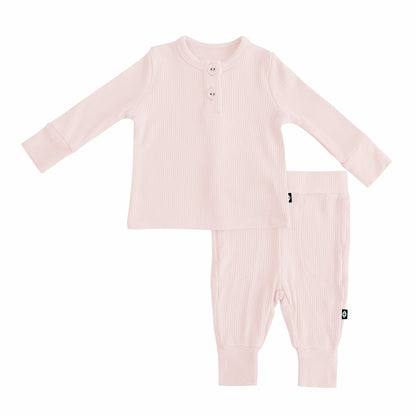 Ribbed Infant Henley Set in Blush | Kyte Baby