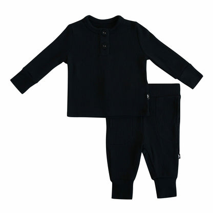 Ribbed Infant Henley Set in Midnight | Kyte Baby