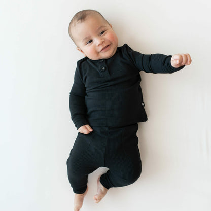 Ribbed Infant Henley Set in Midnight | Kyte Baby