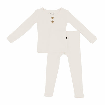 Ribbed Henley Set in Oat | Kyte Baby