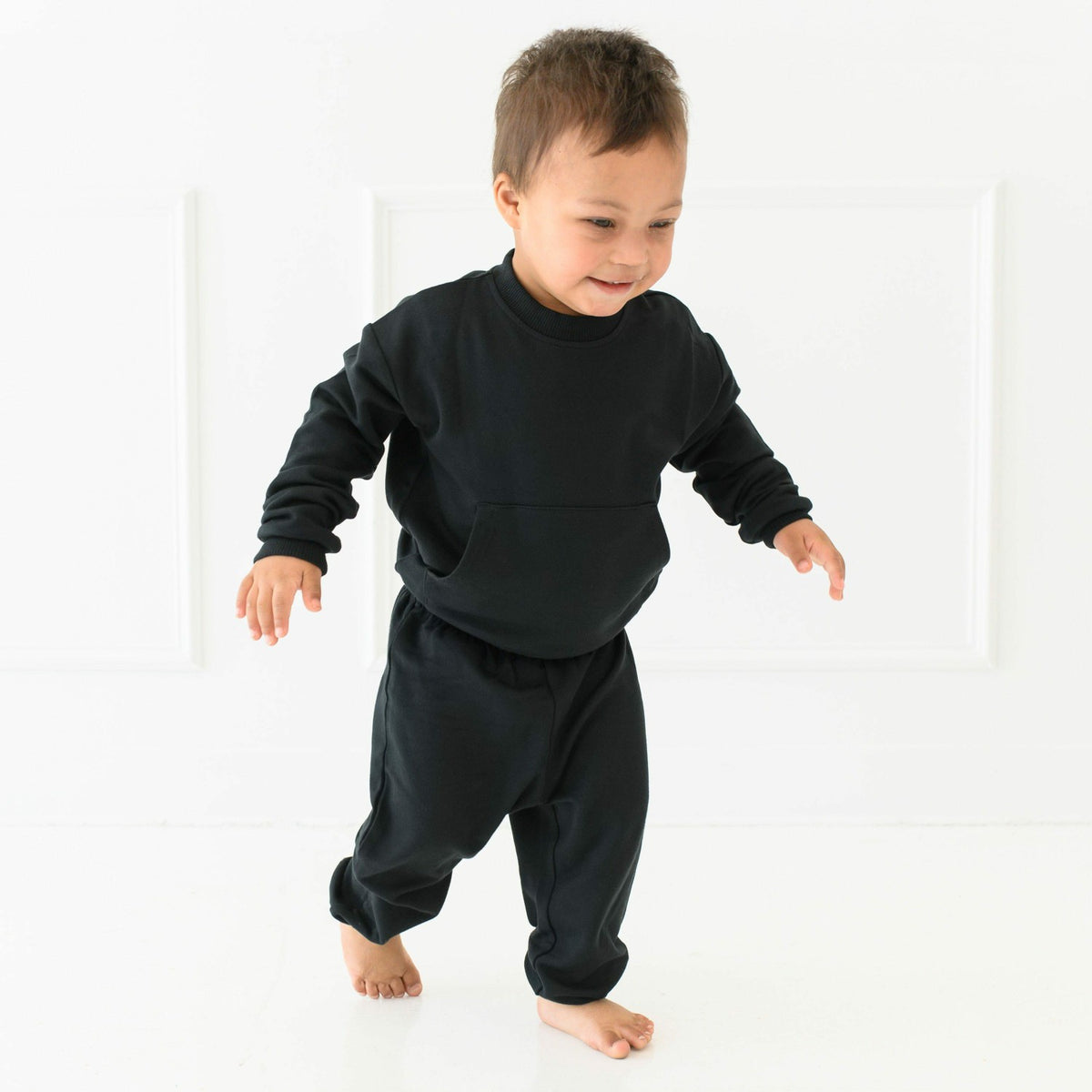 French Terry Jogger Set in Midnight Black | Kyte Baby