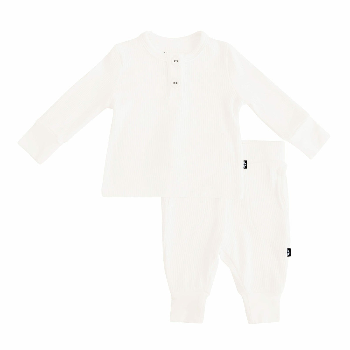 Ribbed Infant Henley Set in Cloud | Kyte Baby