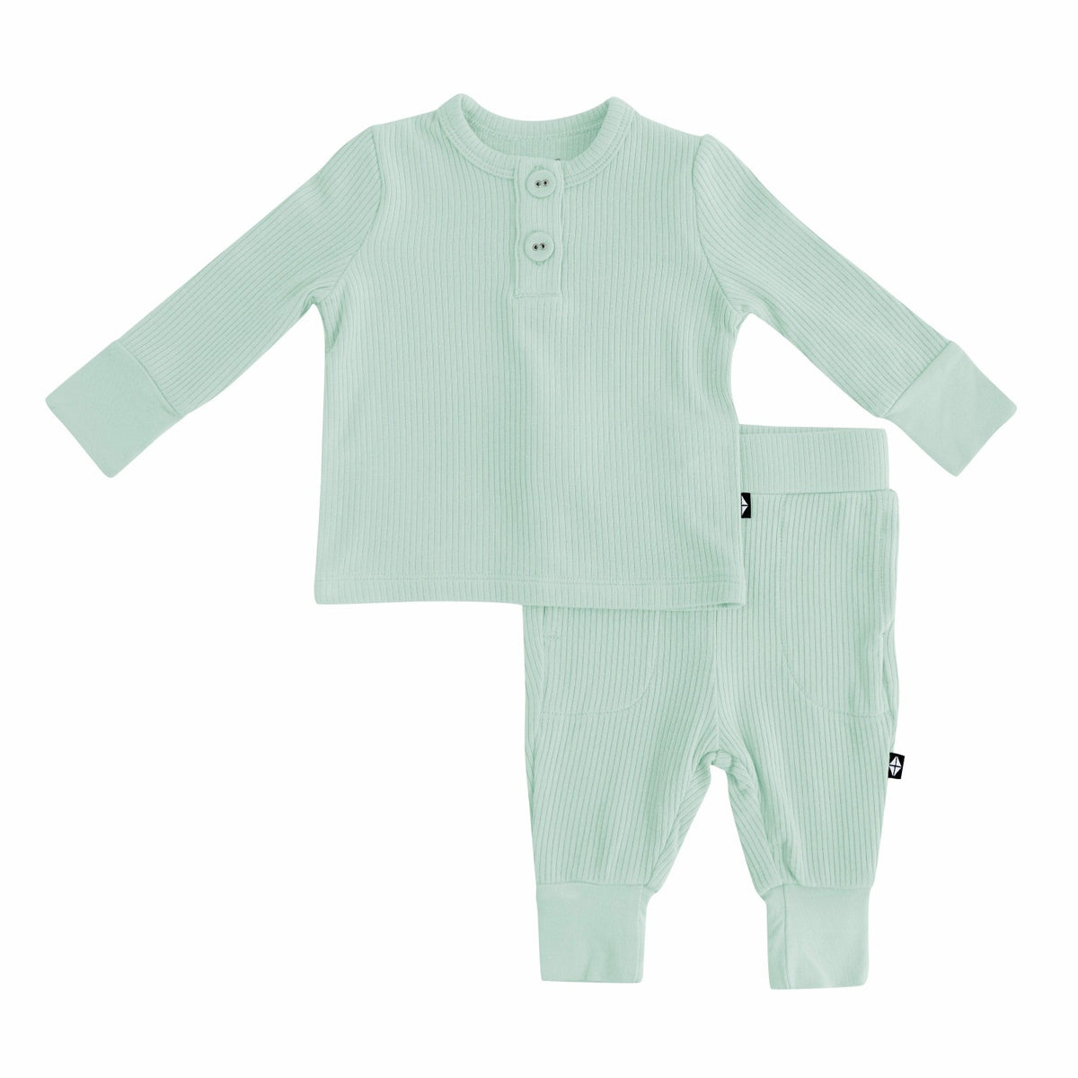 Ribbed Infant Henley Set in Sage | Kyte Baby