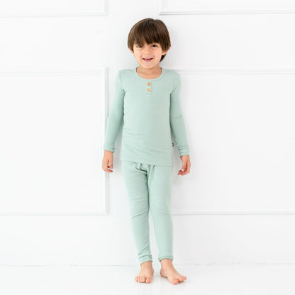 Ribbed Henley Set in Sage | Kyte Baby