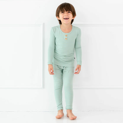Ribbed Henley Set in Sage | Kyte Baby