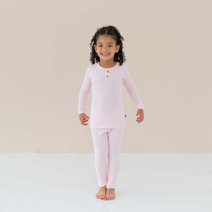 Ribbed Henley Set in Sakura | Kyte Baby